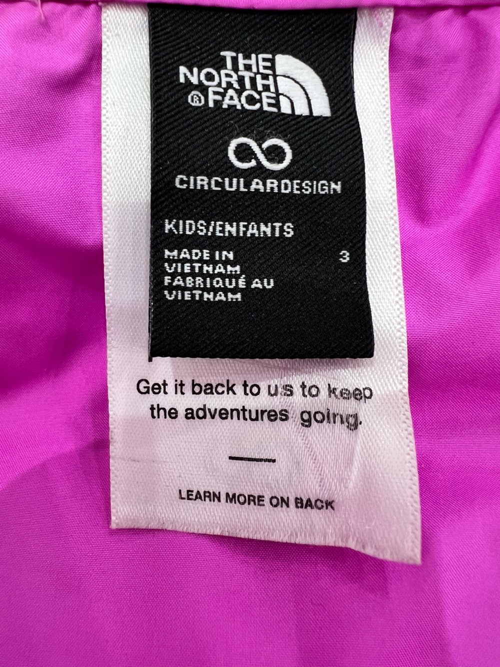 The North Face Girls' Pink Magenta Quilted Hooded Puffer Jacket Youth Size 3 - Picture 12 of 16